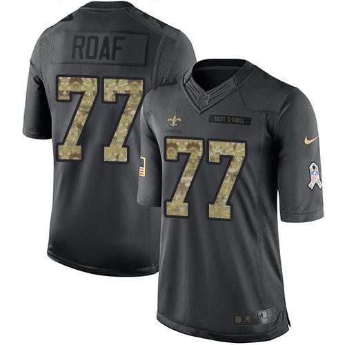 Nike Saints #77 Willie Roaf Black Men's Stitched NFL Limited 2016 Salute To Service Jersey